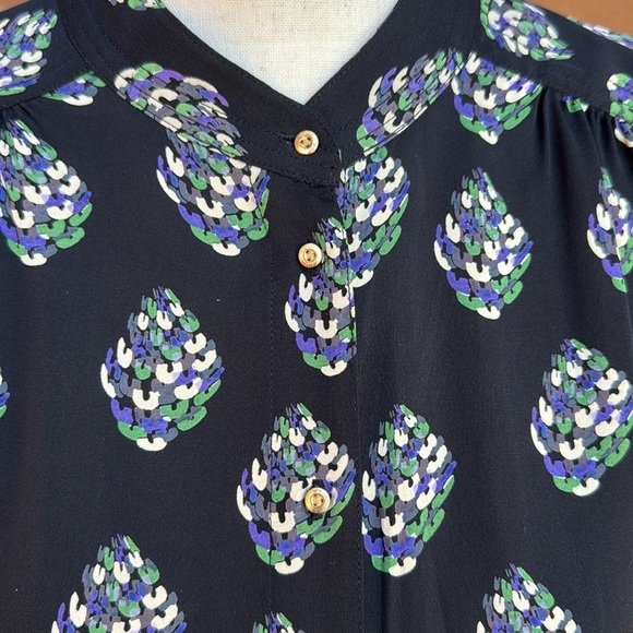 Diane von Furstenberg Button Up Shirt Top Black 100% Silk Long Sleeve Size 2 - Picture 5 of 8